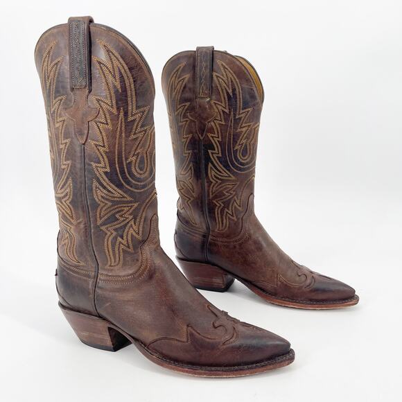 Lucchese Classics Women’s 6 Brown Leather Pointed Toe Western Cowgirl Boots - Picture 1 of 10